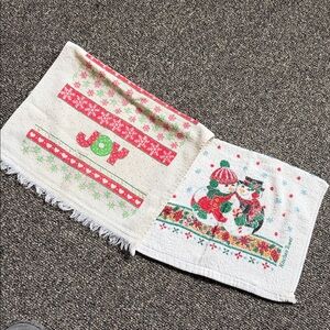 Festive 'JOY' & Snowman Holiday vintage Kitchen Towels